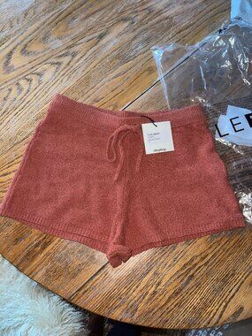LE BOP burnt sienna knit shorts elastic drawstring waist/New in bag/S